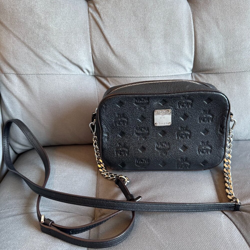 Black Leather MCM Purse